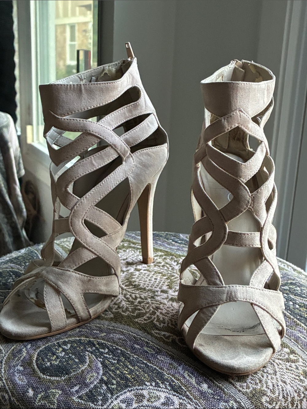 Women's Strappy High Heel Sandals in Light Beige